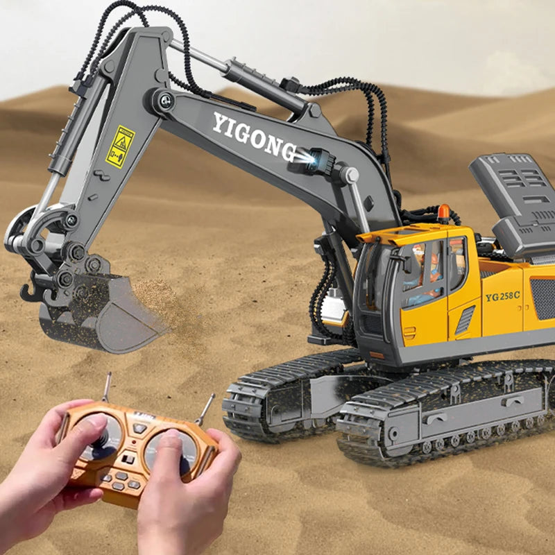 Excavator RC 1:20 cu 11CH – Vehicule de constructii cu telecomanda 2.4GHz cu lumina si sunet – jucarie pentru copii