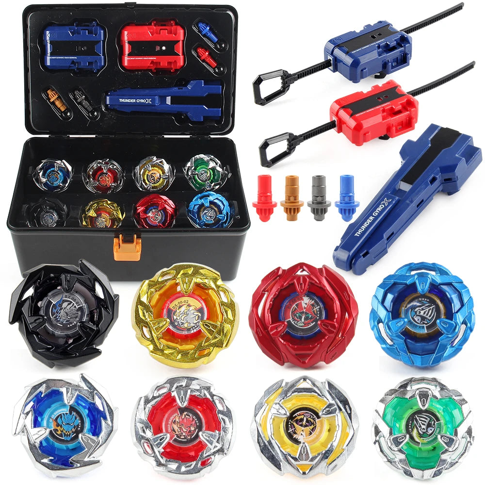 Xtreme Battle Spinners – Kit Spinners Metalici cu Lansatoare + Cutie Organizatoare