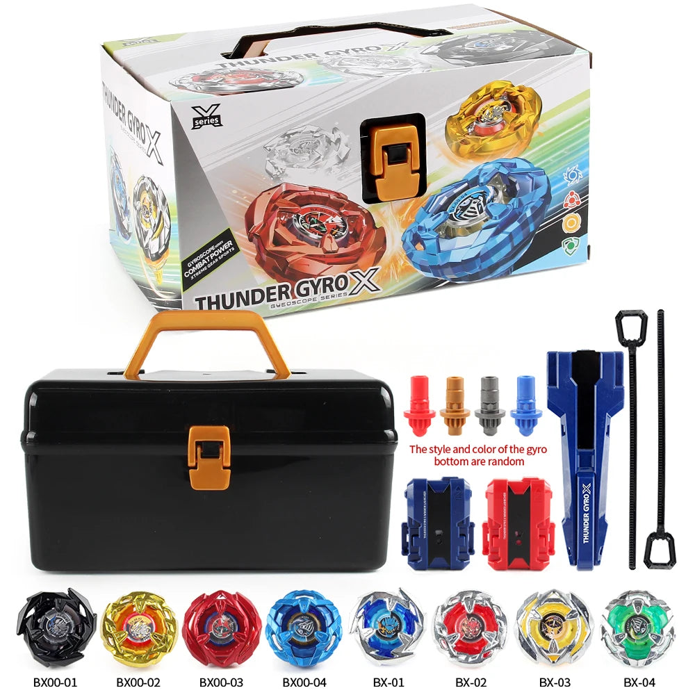 Xtreme Battle Spinners – Kit Spinners Metalici cu Lansatoare + Cutie Organizatoare