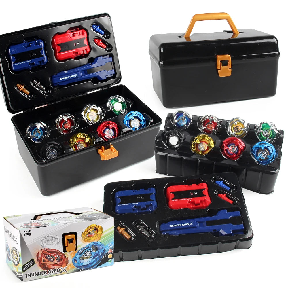 Xtreme Battle Spinners – Kit Spinners Metalici cu Lansatoare + Cutie Organizatoare