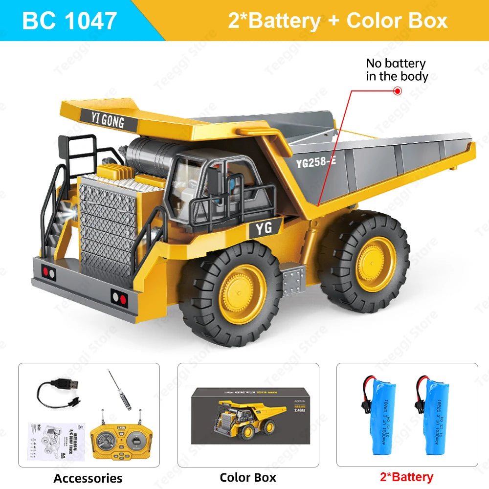 Excavator RC 1:20 cu 11CH – Vehicule de constructii cu telecomanda 2.4GHz cu lumina si sunet – jucarie pentru copii