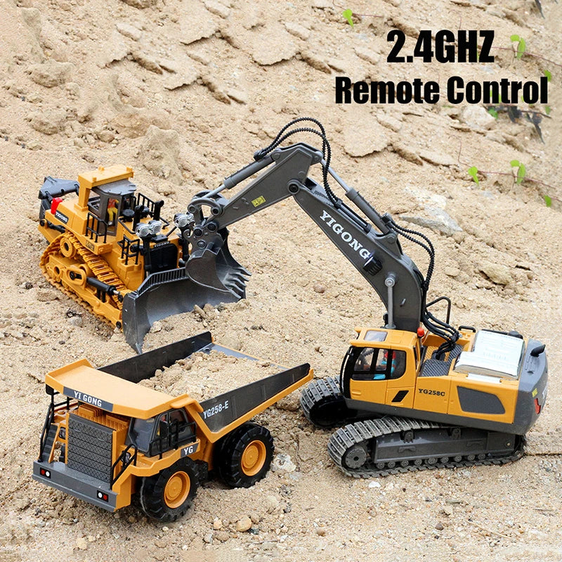 Excavator RC 1:20 cu 11CH – Vehicule de constructii cu telecomanda 2.4GHz cu lumina si sunet – jucarie pentru copii
